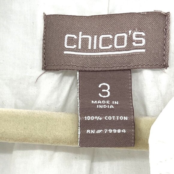 Chico's Women's White Eyelet Cotton Long Sleeve Open Front Jacket Size 3 - Picture 6 of 16